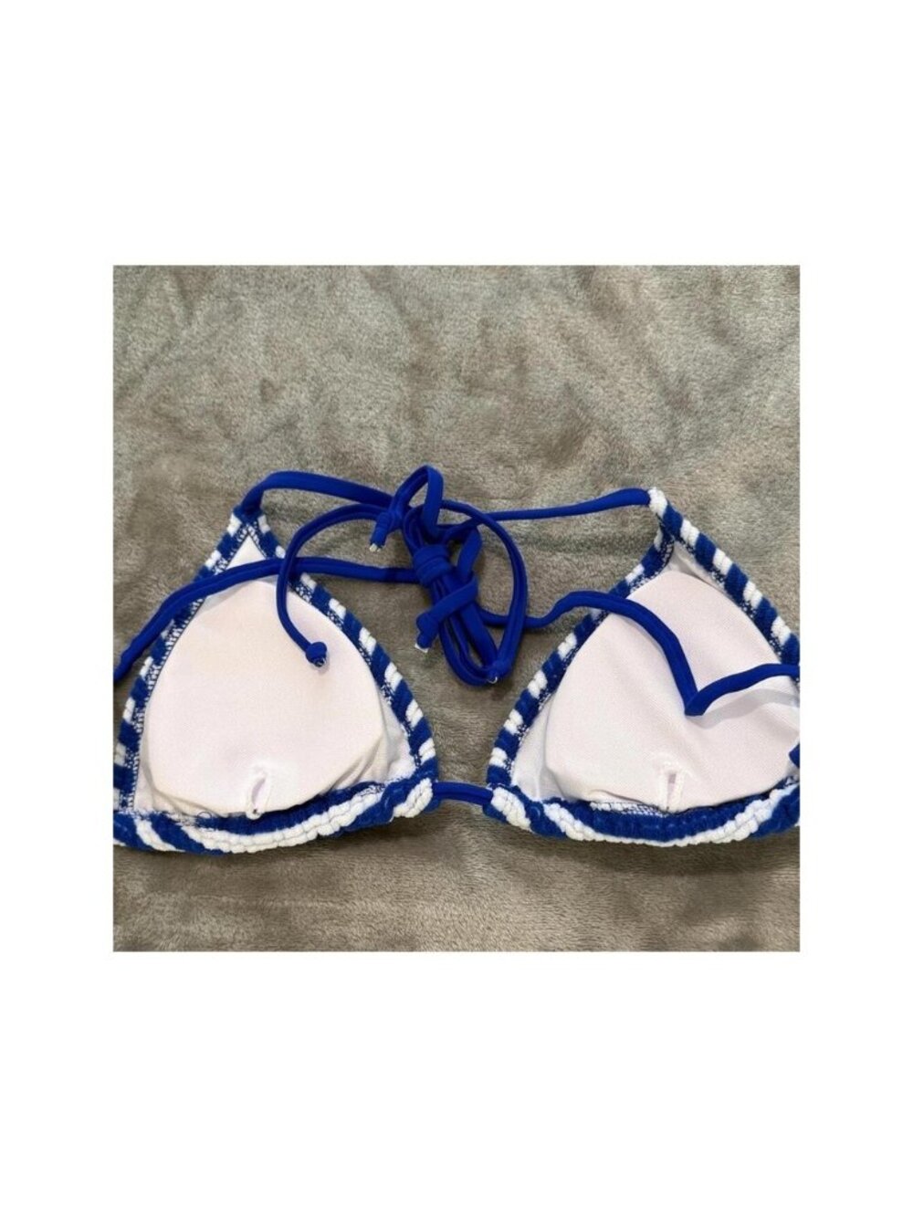 Striped Blue & White Triangle Bikini Top - Women - Picture 3 of 3